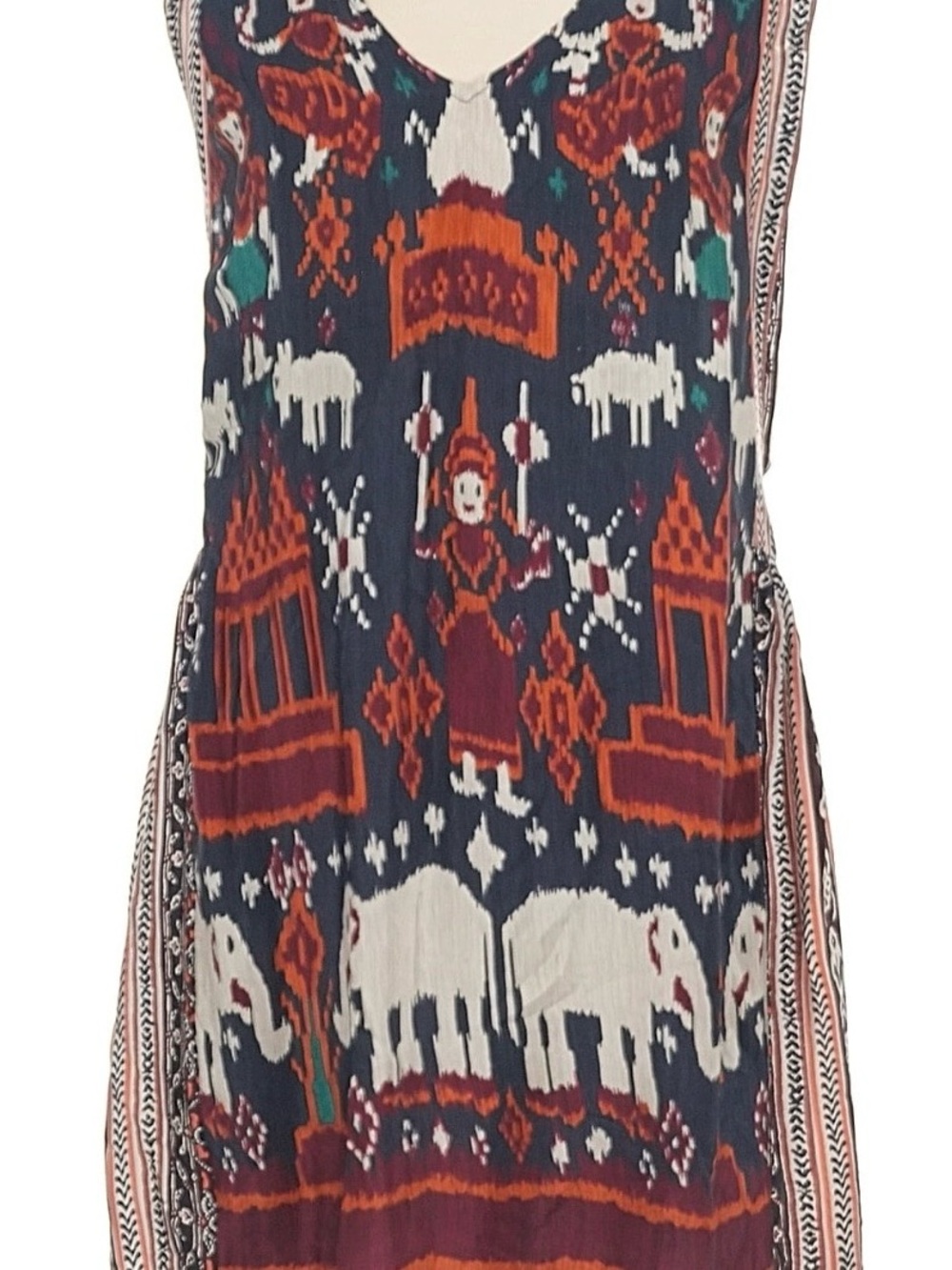 Calypso St. Barth Navy & Rust Printed V-Neck Midi Dress